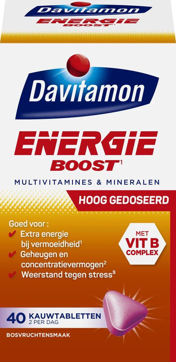Davitamon Energie Boost Bosvruchten 40 kauwtabletten