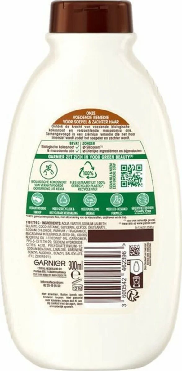 3x Garnier Loving Blends Kokosmelk en Macadamia Shampoo 300 ml