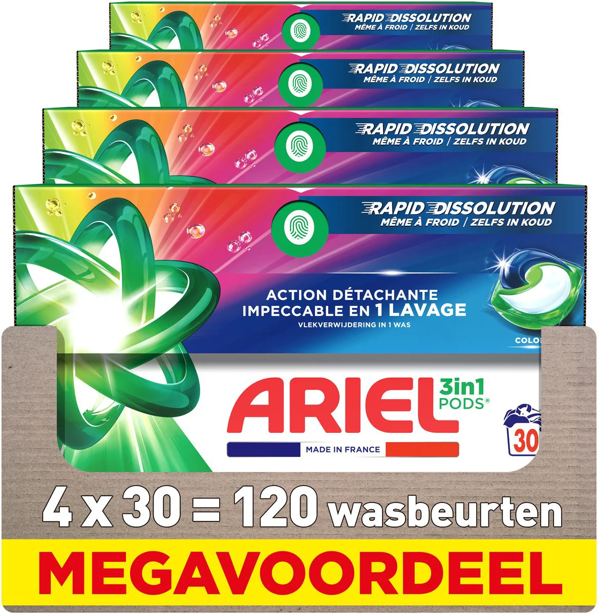 4x Ariel 3in1 Wasmiddel Pods Color 30 stuks