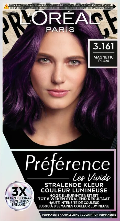 6x L'Oréal Preference Vivids Permanente Haarkleuring 3.161 Magnetic Plum