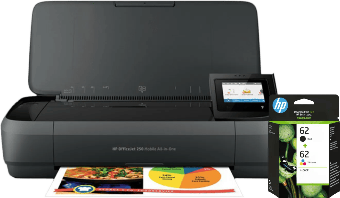 HP OfficeJet 250 Mobile Printer + 1 set extra cartridges