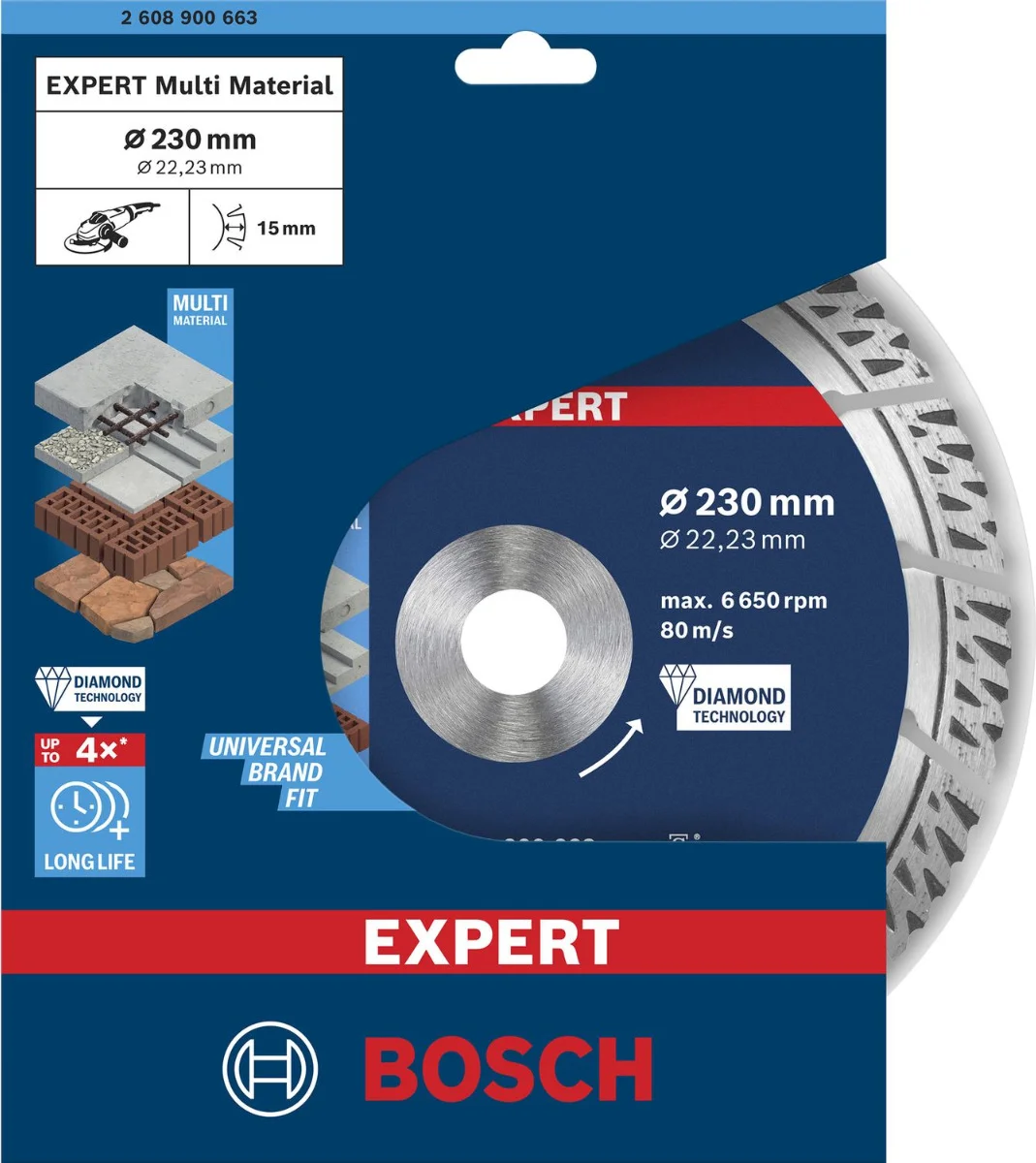 Bosch Professional EXPERT MultiMaterial diamantdoorslijpschijf 230 x 22,23 x 2,4 x 15 mm - 2608900663
