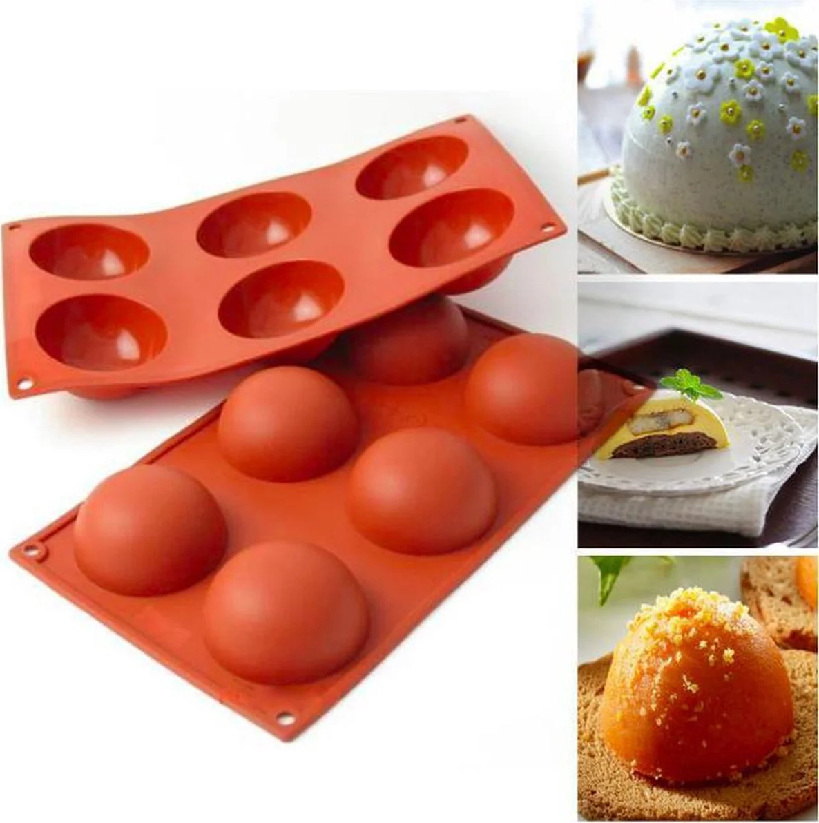 Siliconen Bakvorm Halve Bollen - Halfrond Rond - 6 Stuks - Bakvormen