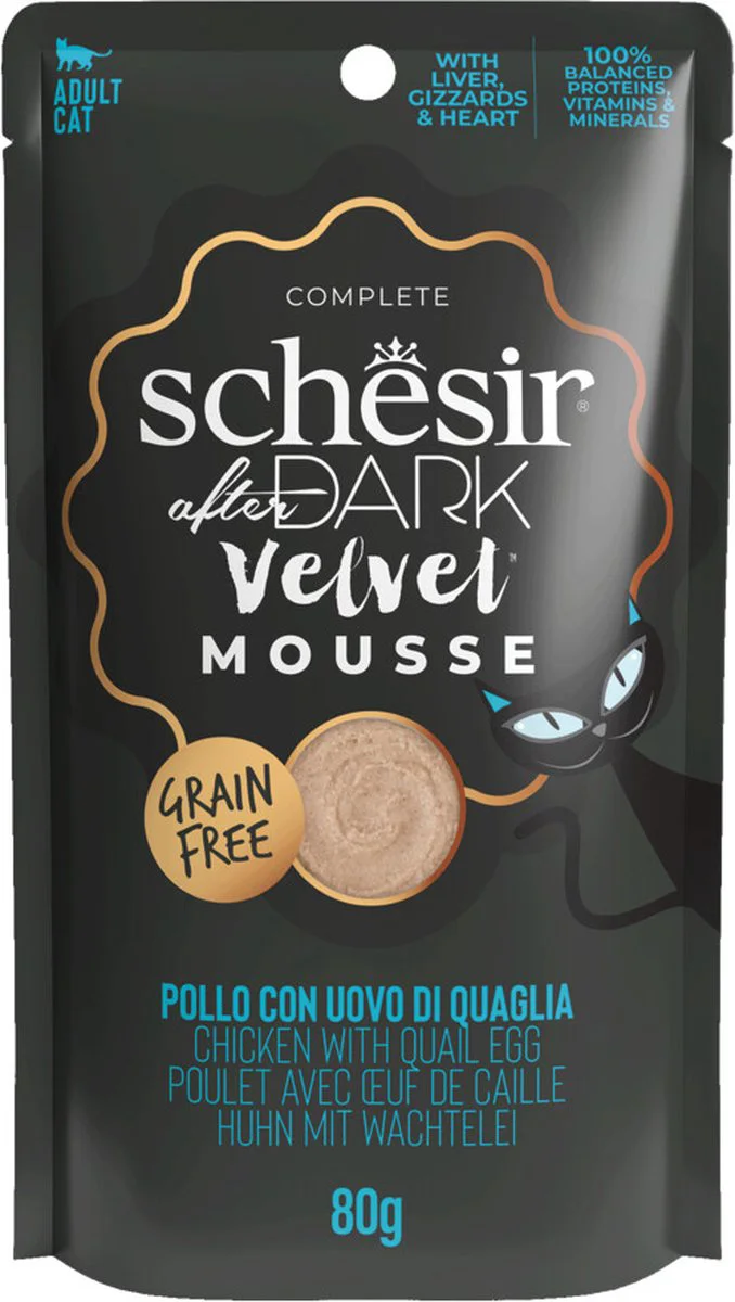 12x Schesir After Dark Velvet Mousse Kip & Kwartelei 80 gr