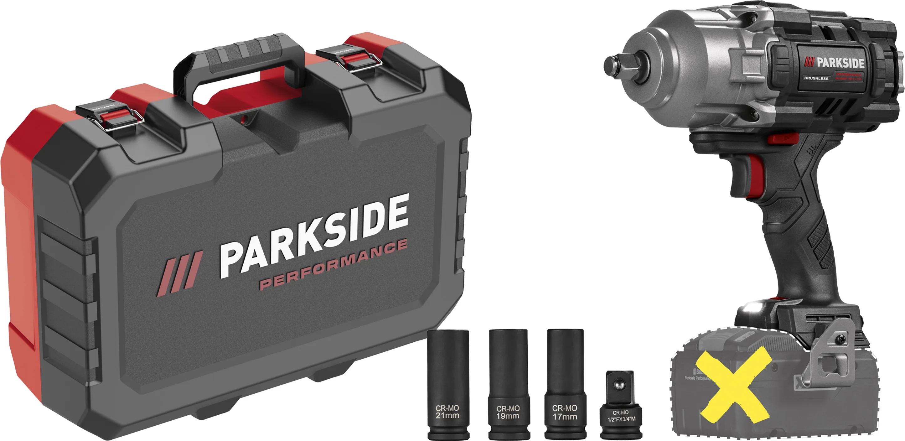 PARKSIDE PERFORMANCE Accu-slagmoersleutel 1/2" 20 V zonder accu en lader