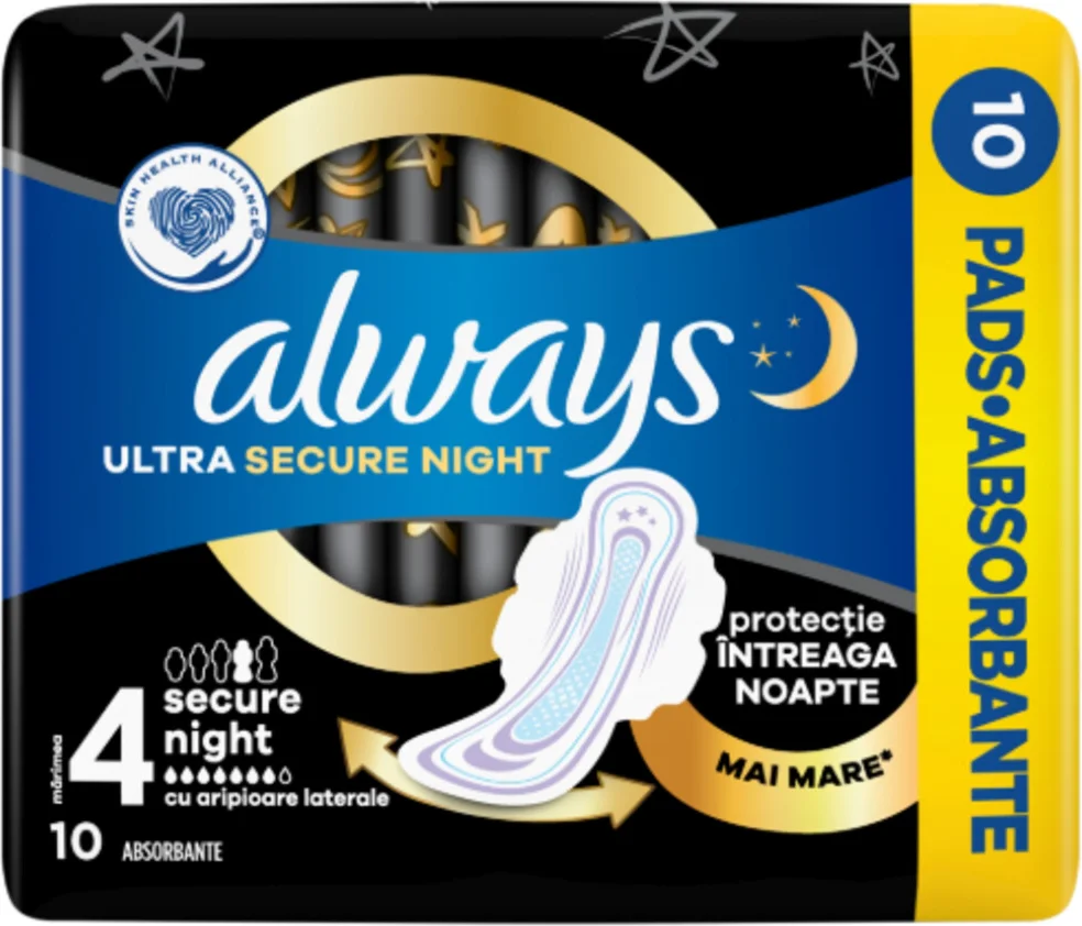 Always Maandverband Ultra Secure 4 Nacht 10 stuks