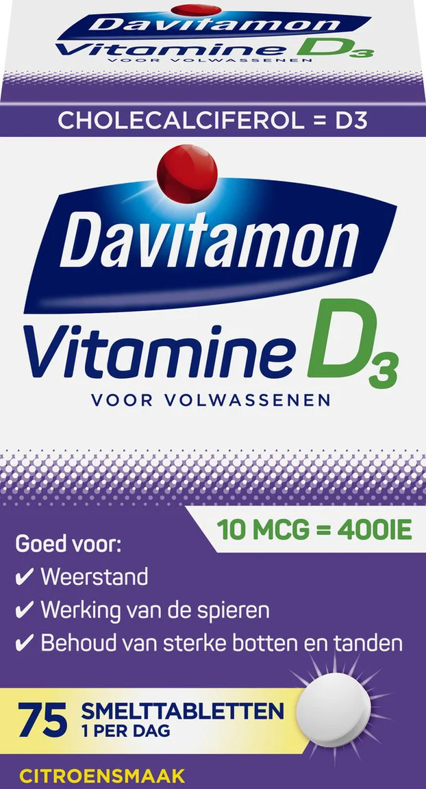 Davitamon Vitamine D Volwassenen 75 smelttabletten