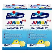 2x Davitamon Junior 3+ Kauwvitamines Banaan 120 kauwtabletten