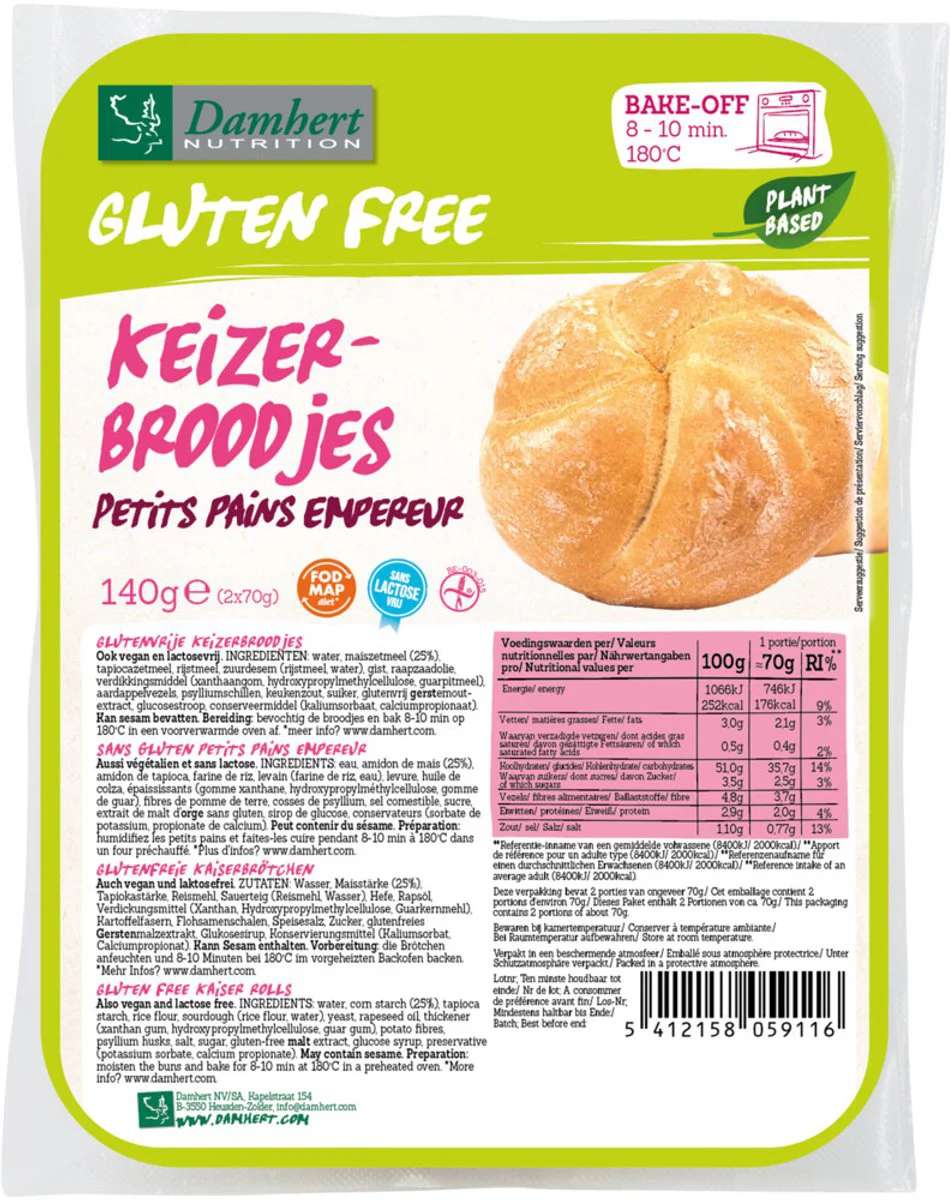 Damhert Glutenvrije Keizerbroodjes 140GR