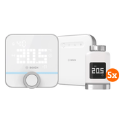 Bosch Slimme Radiatorknoppen 5-Pack + Slimme Kamerthermostaat + Smart Home Controller
