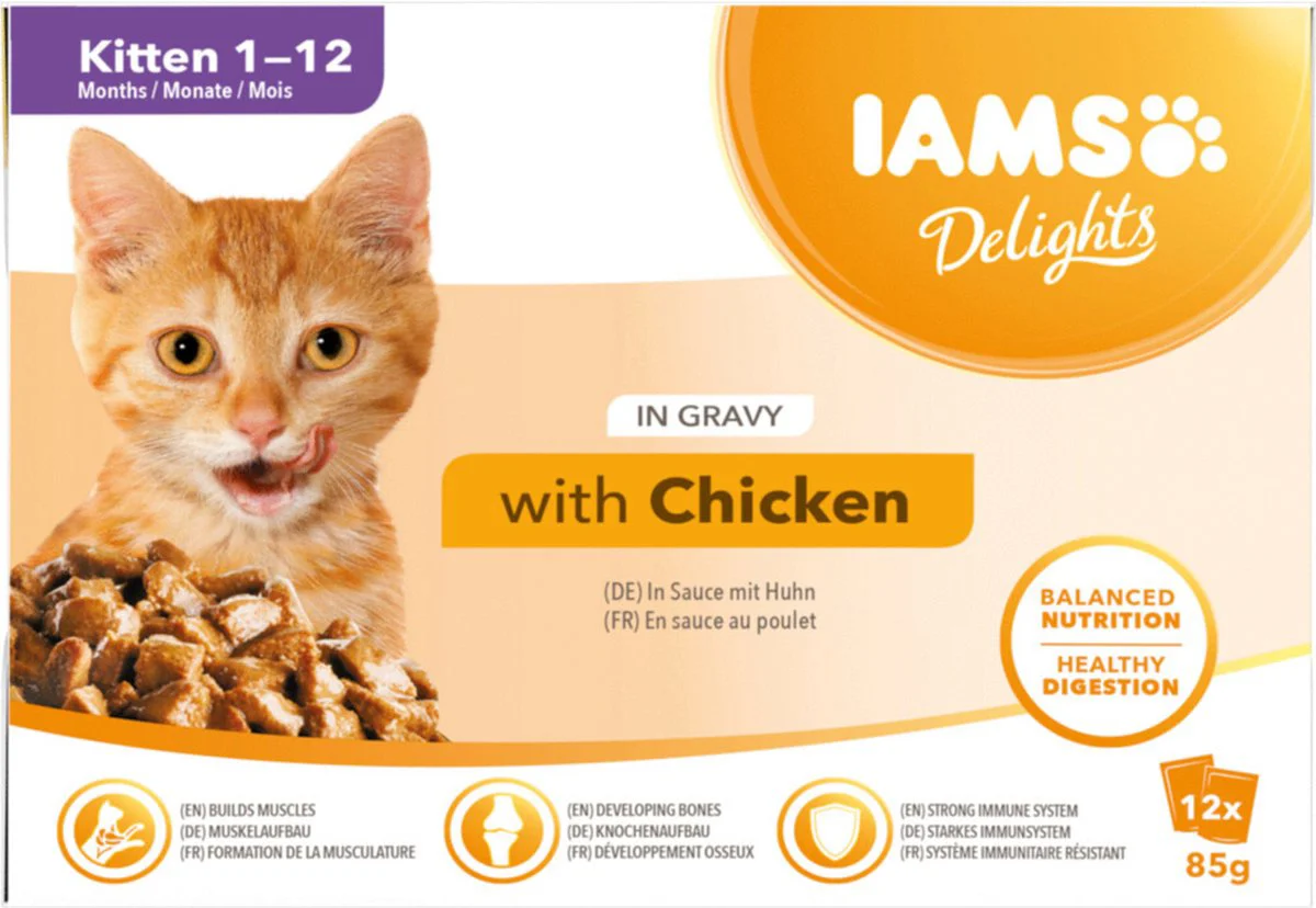 IAMS Delights Kitten Kip in Saus 12 x 85 gr