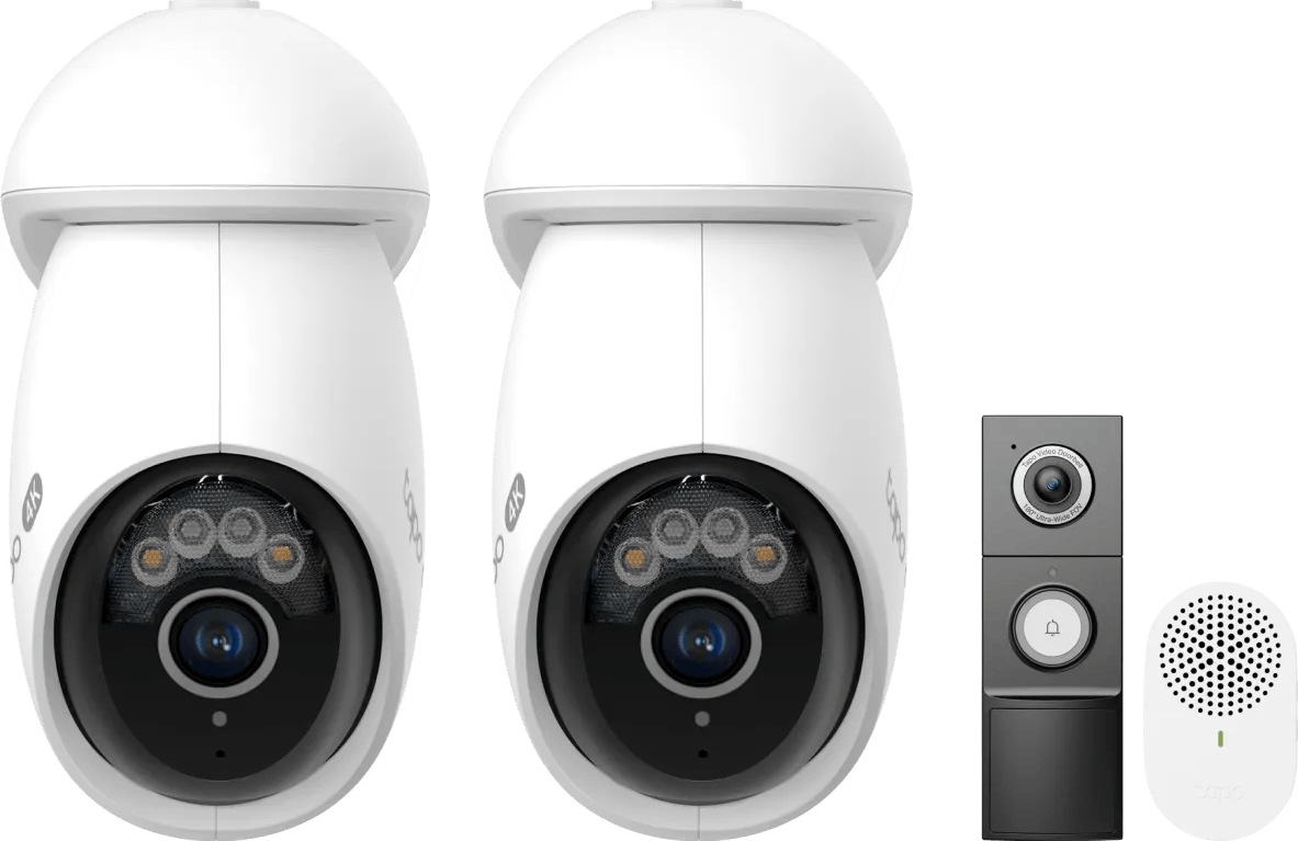 TP- Link Tapo C560WS Duo Pack + D235 Smart Battery & Wired Doorbell