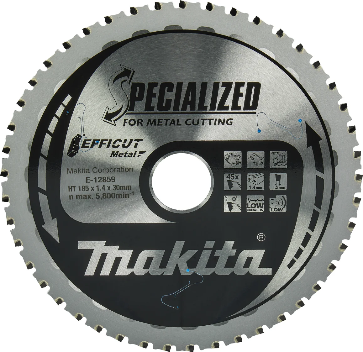 Makita E-12859 Cirkelzaagblad Staal | Efficut | 185 x 30 mm | 45-tands