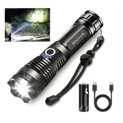 Besjaar Zaklamp LED Oplaadbaar - Militaire zaklamp - 5000 Lumen - USB-C oplaadbaar- inclusief opladerbare batterijen en kabel- waterdicht - camping