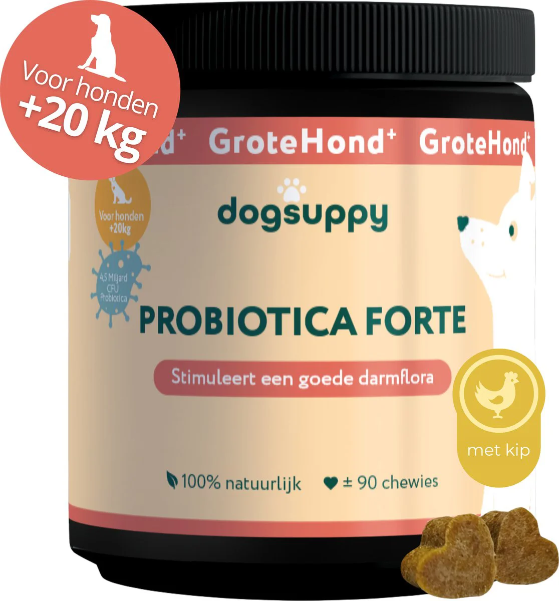 DogSuppy Grote Hond Probiotica Kip 90 stuks