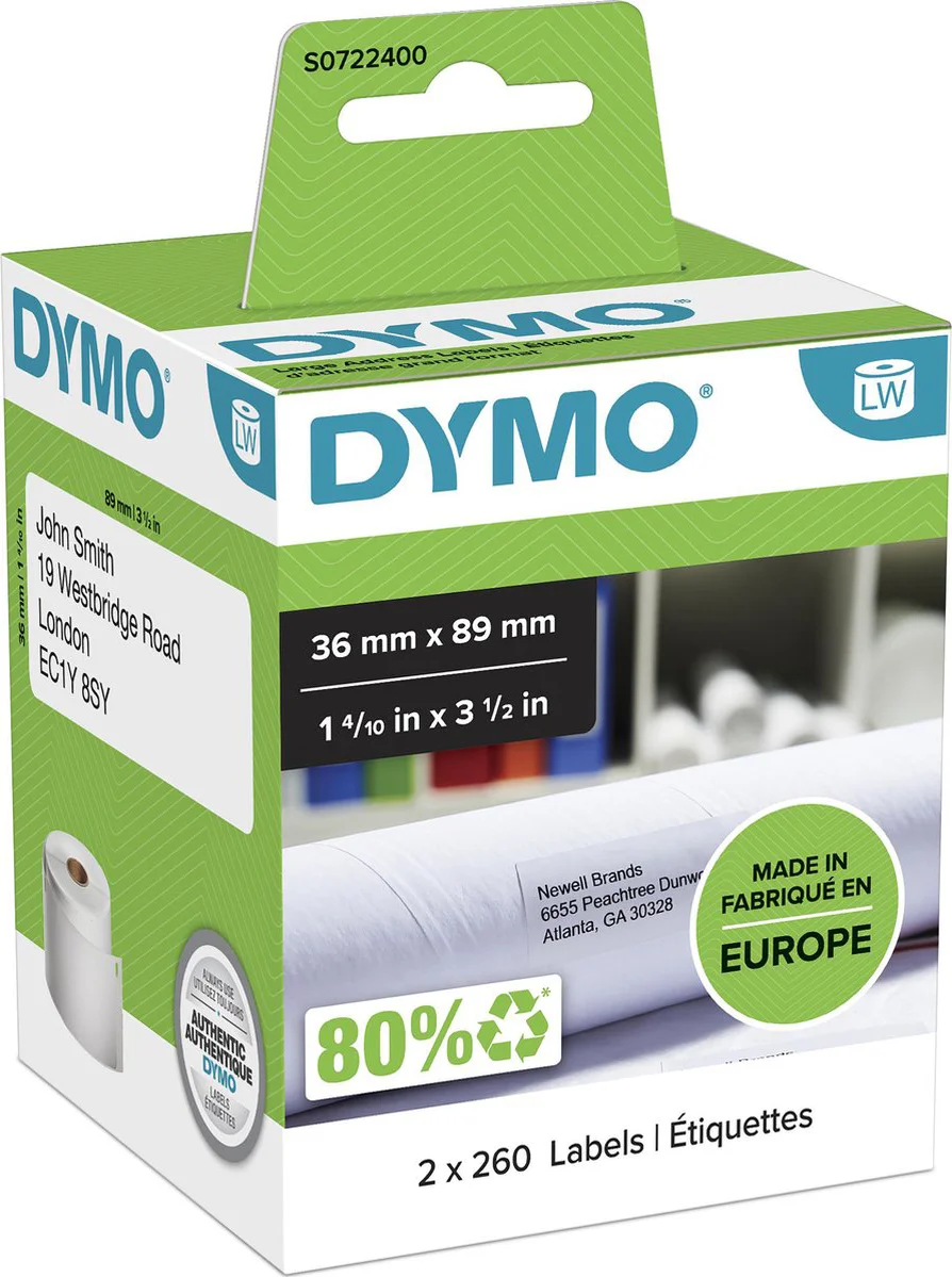 DYMO LabelWriter Adres Etiket 36 x 89 mm 520 stuks