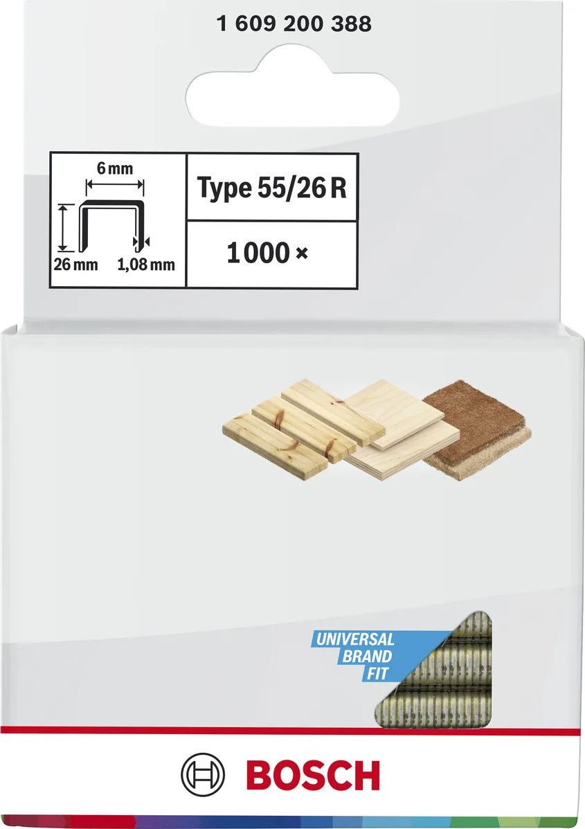 Bosch Professional Nieten geharst type 55 | 26 mm | 6,0 x 1,08 mm | 1000 stuks - 1609200388