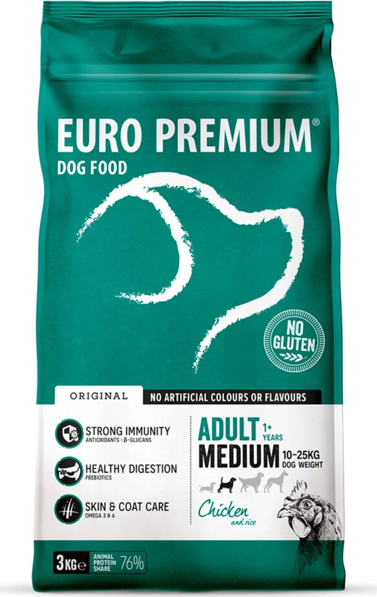 Euro-Premium Adult Medium Kip - Rijst 3 kg
