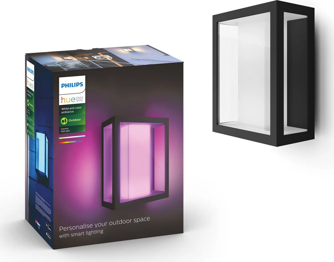 Philips Hue Impress muurlamp White and Color zwart breed
