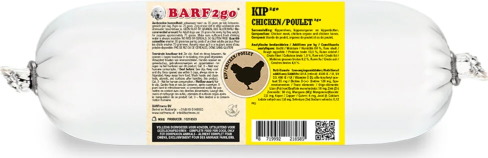 10x BARFmenu 2Go Hondenvoer Nat Kip 900 gr