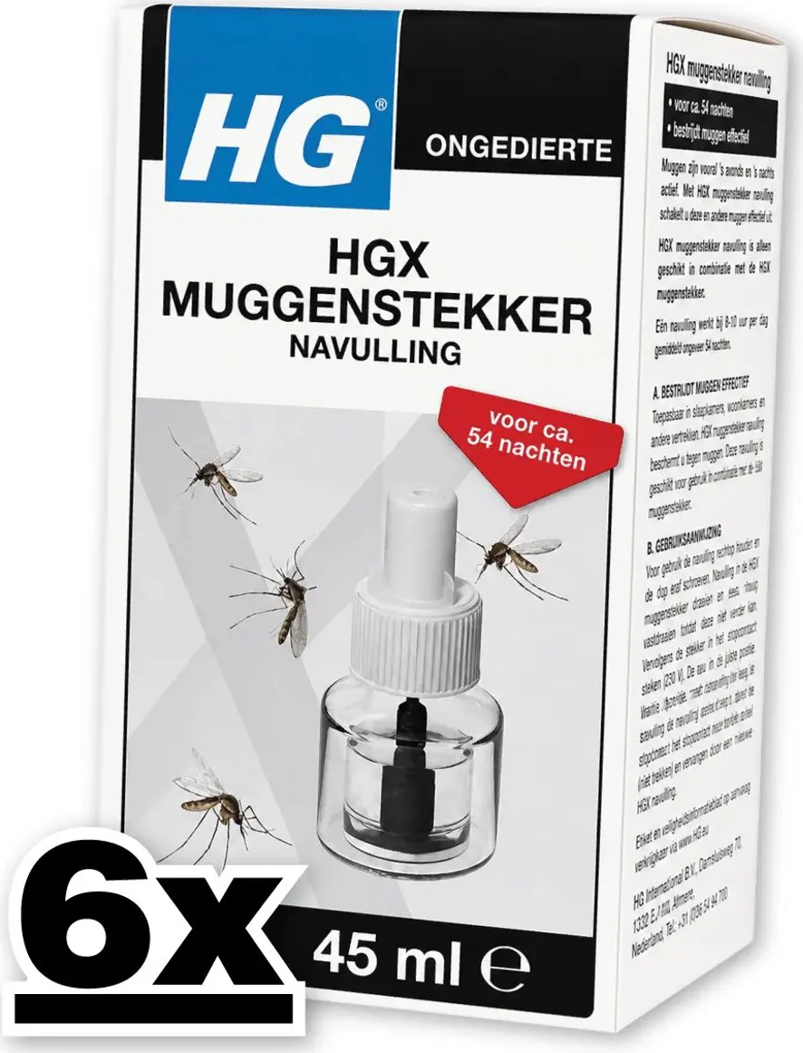 6x HG X Anti-Mug Muggenstekker Navulling