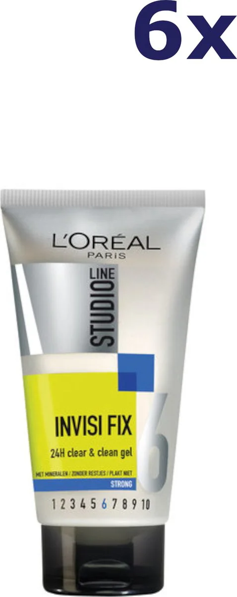 6x L'Oréal Studio Line Invisi Fix 24H Clear & Clean Gel Strong 150 ml