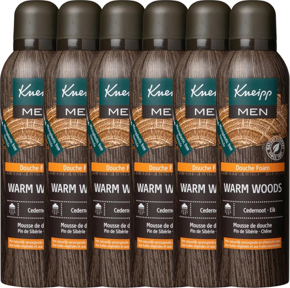6x Kneipp Douche Foam Warm Woods For Men 200 ml