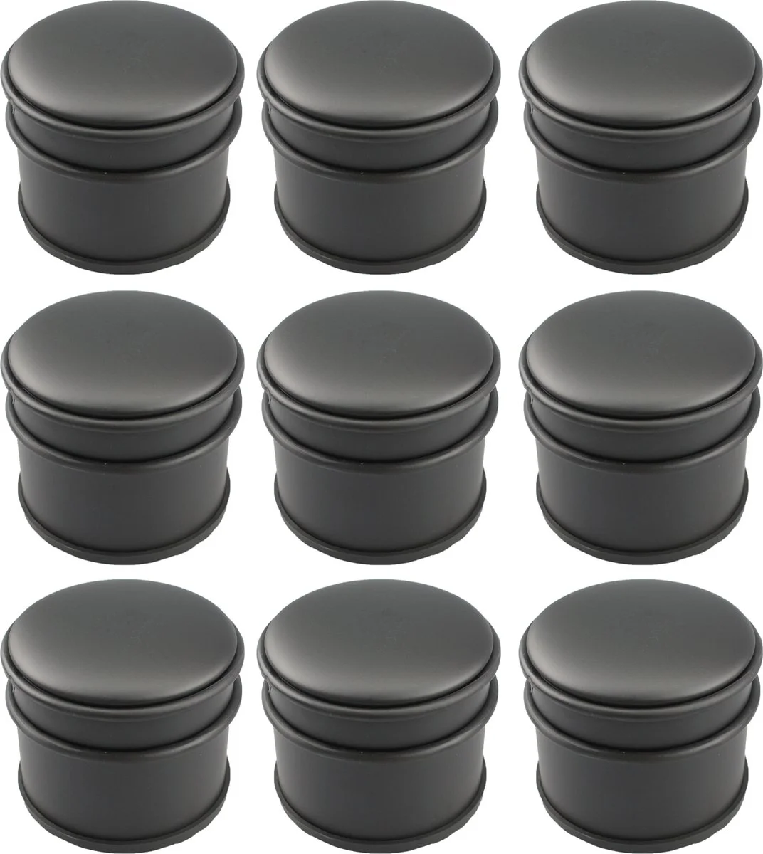 12x GS deurstopper mat zwart 1,1kg - Voor binnen en buiten - Deurbuffer Ø9 x 8 cm