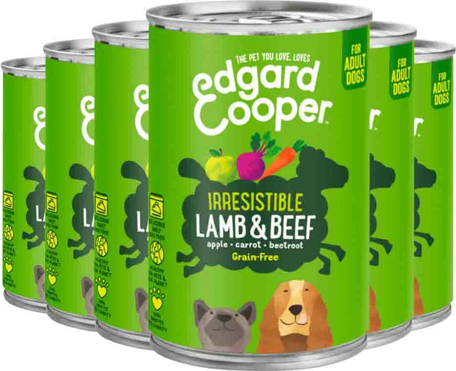 6x Edgard & Cooper Blik Vers Vlees Hondenvoer Lam - Rund 400 gr