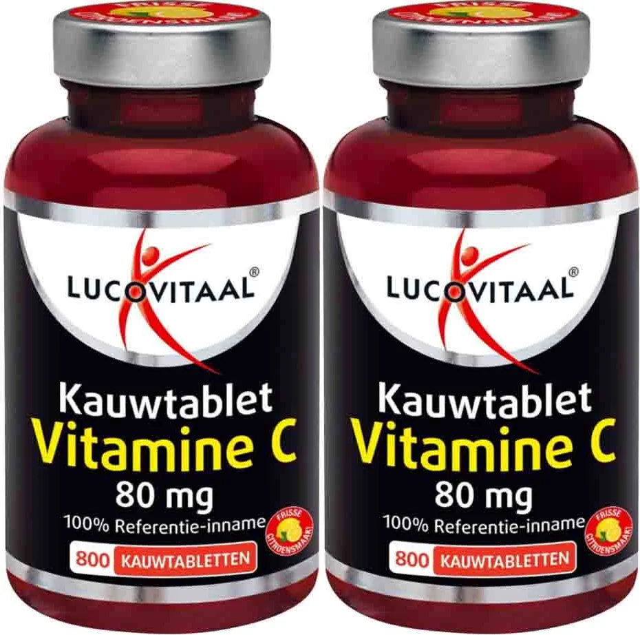2x Lucovitaal Vitamine C 80mcg Kauwtablet Citroen 800 tabletten