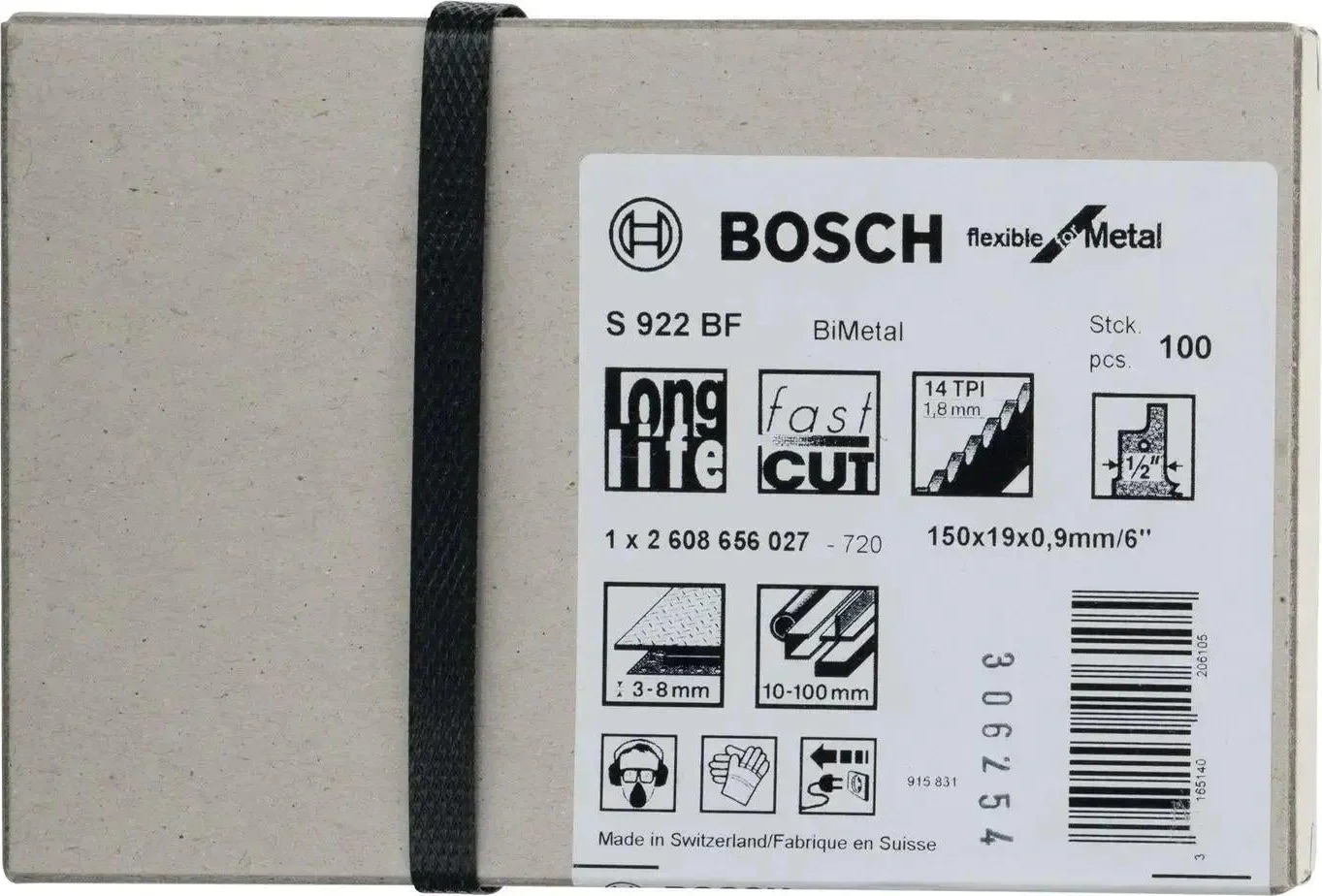Bosch Professional S922BF Reciprozaagblad 150mm Flexible for Metal VE=100 - 2608656027