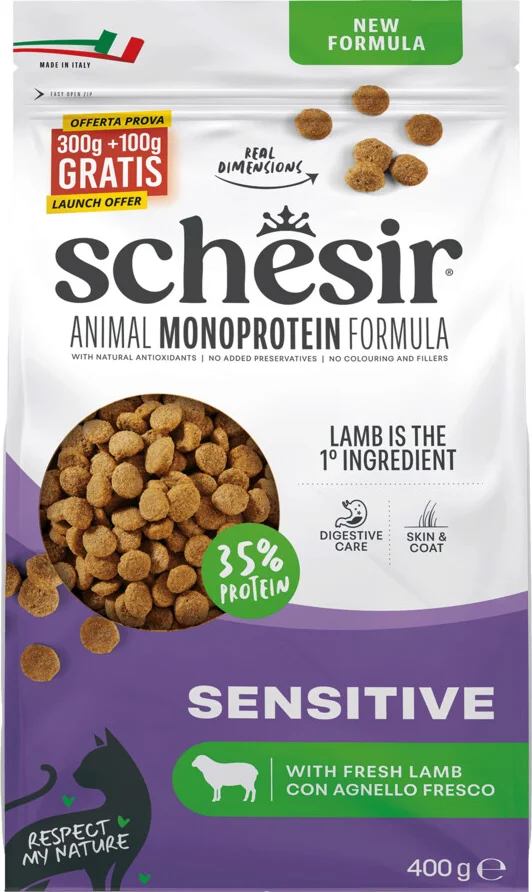Schesir Monoproteïne Promo Kattenvoer Droog Sensitive Lam 400 gr