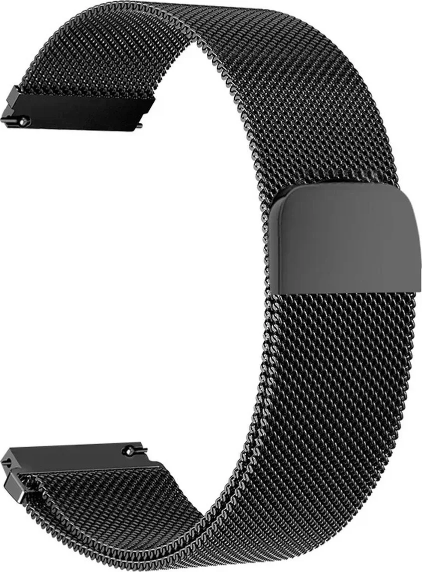22mm Universeel RVS horlogeband Mesh Milanese Lus (Zwart) voor Smartwatch en voor een regulier horloge zoals Casio Rolex Seiko Tudor Pagani Homage etc