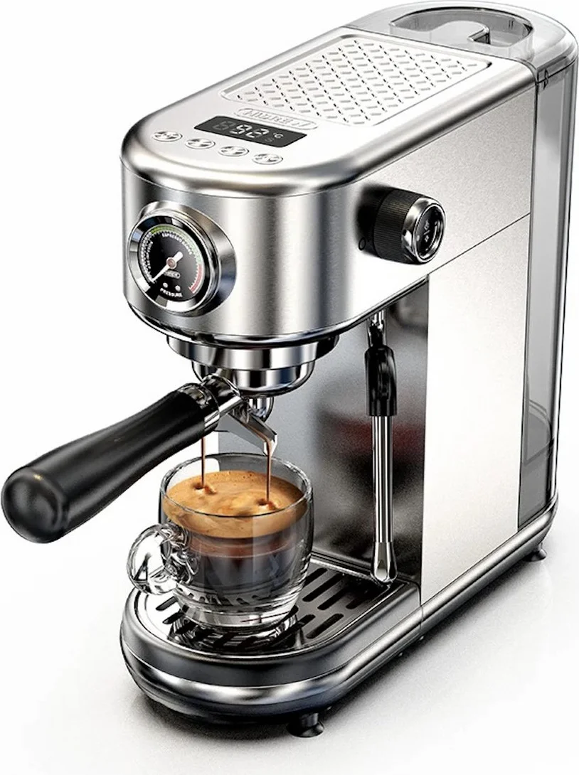 Espressomachine - Koffiezetapparaat - Koffiemachine - Koffieapparaat - Semi Automatisch - Chroom - 10 Bar - Temperatuur Instelbaar