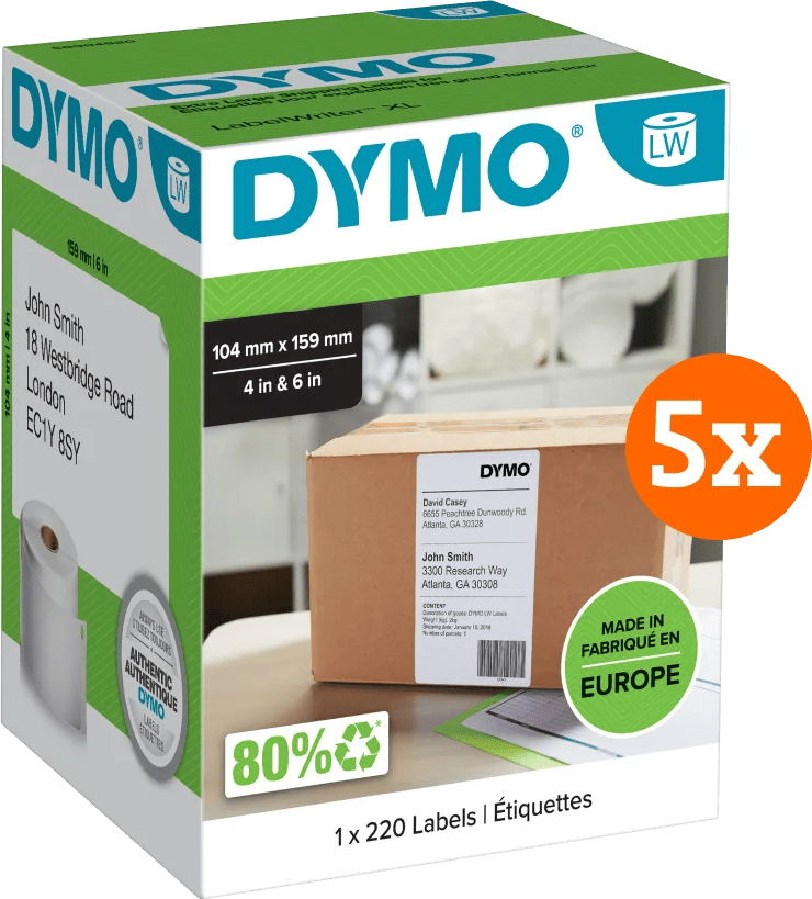 DYMO LabelWriter Extra Grote Etiketten 104 x 159 mm 5-pack