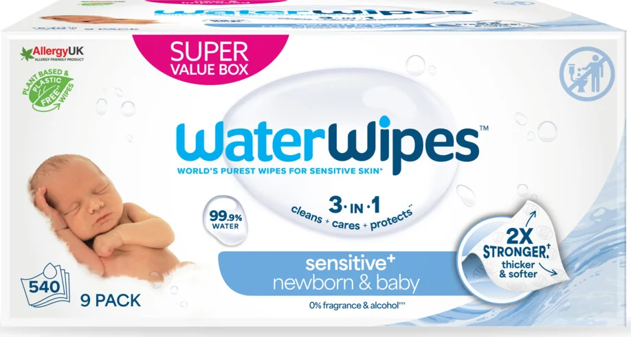 WaterWipes - Baby Billendoekjes - 2 x 9x60 = 540 stuks - Voordeelverpakking