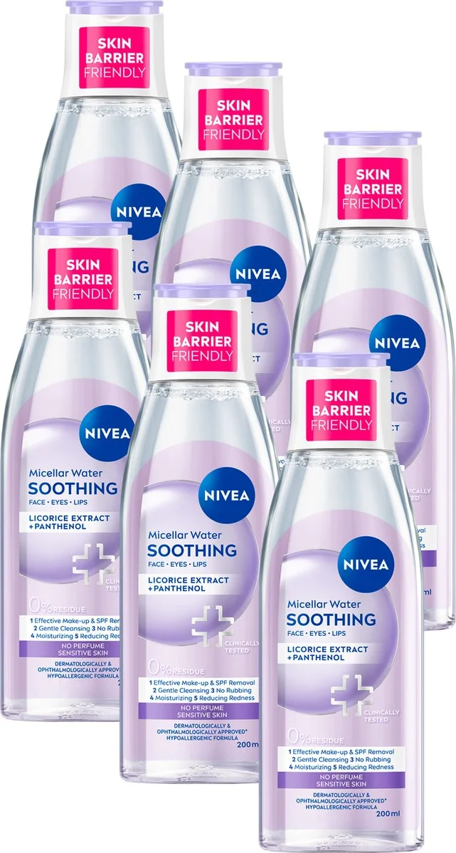 6x NIVEA 0% Residu Micellair Water Gevoelige Huid 200 ml