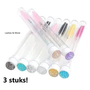 Wimperborstel in buis - 3 Stuks - 2 in 1 Wimper-mascara borstel in herbruikbare transparante buis - Houder voor wimper of mascara borstel - Lash brush in tube