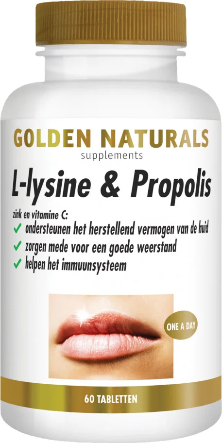 2x Golden Naturals L-lysine & Propolis Vegan 60 tabletten