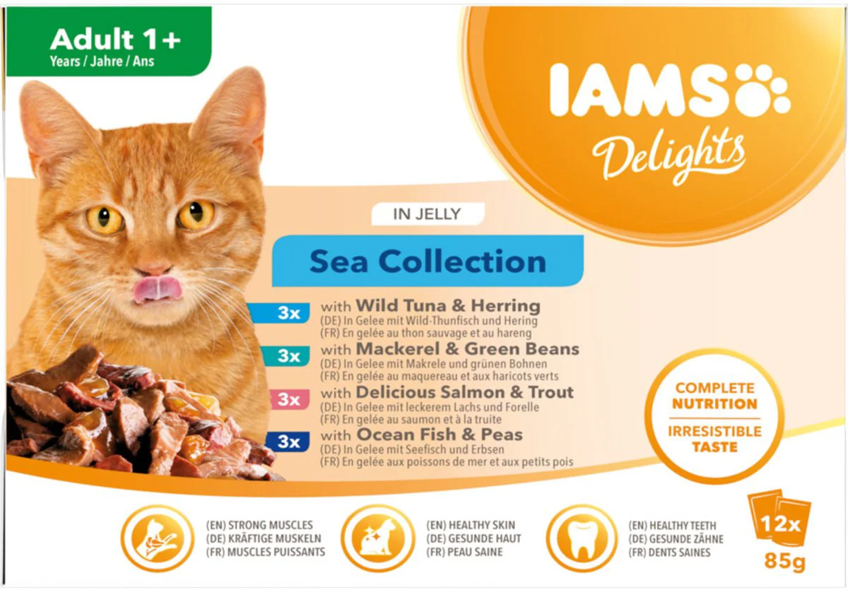 2x IAMS Delights Sea Collection in Saus 12 x 85 gr