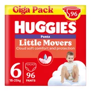 Huggies® Little Movers baby luierbroekjes, Maat 6 (15 tot 25 kg), 96 luierbroekjes met Disney© designs, Giga pack