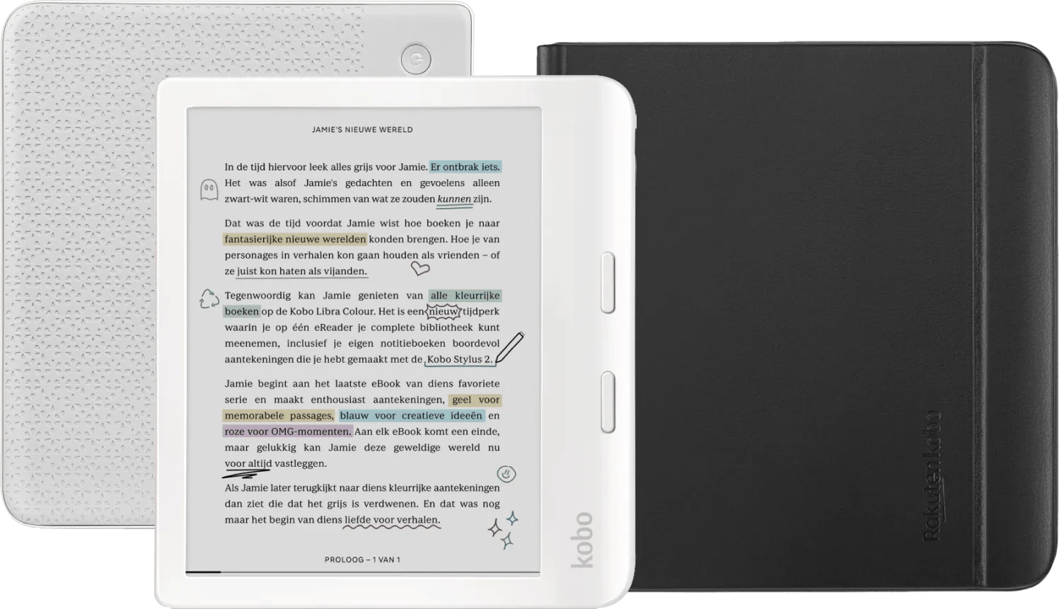 Kobo Libra Colour Wit + Notebook Sleep Cover Zwart
