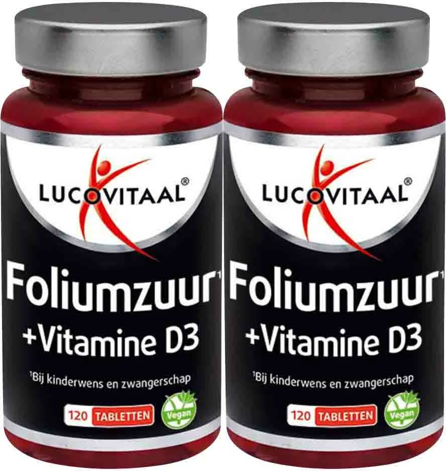 2x Lucovitaal Foliumzuur + Vitamine D3 120 tabletten