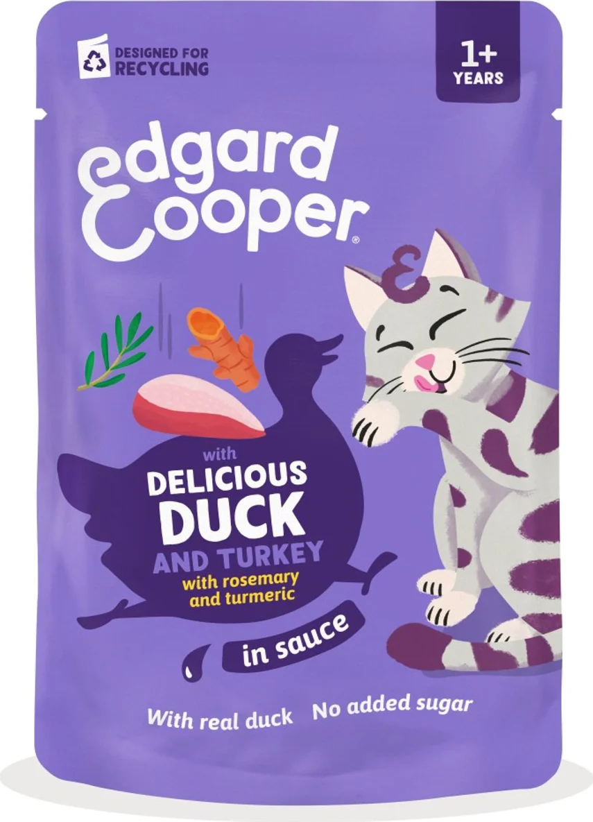 Edgard & Cooper Kat Adult Saus Pouch Eend & Kalkoen 85 gr