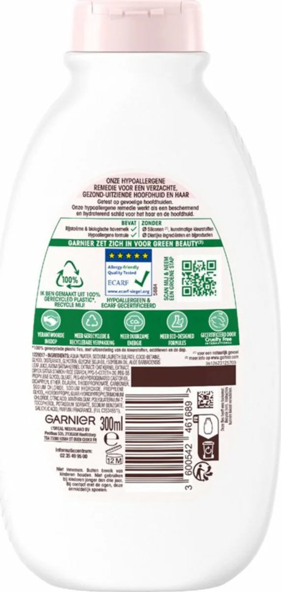 3x Garnier Loving Blends Milde Haver Shampoo 300 ml