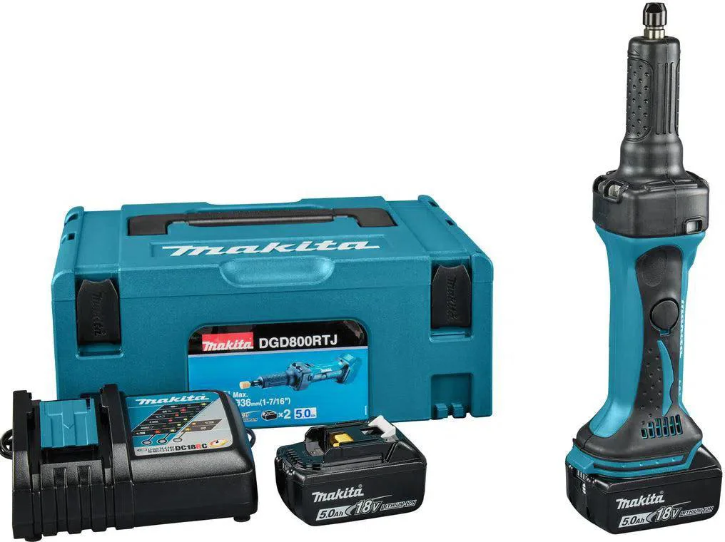 Makita DGD800RTJ Accu Rechte slijper 18V 5.0Ah in Mbox