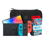 Nintendo Switch OLED Blauw/Rood + Nintendo Switch Sports + BlueBuilt Beschermhoes