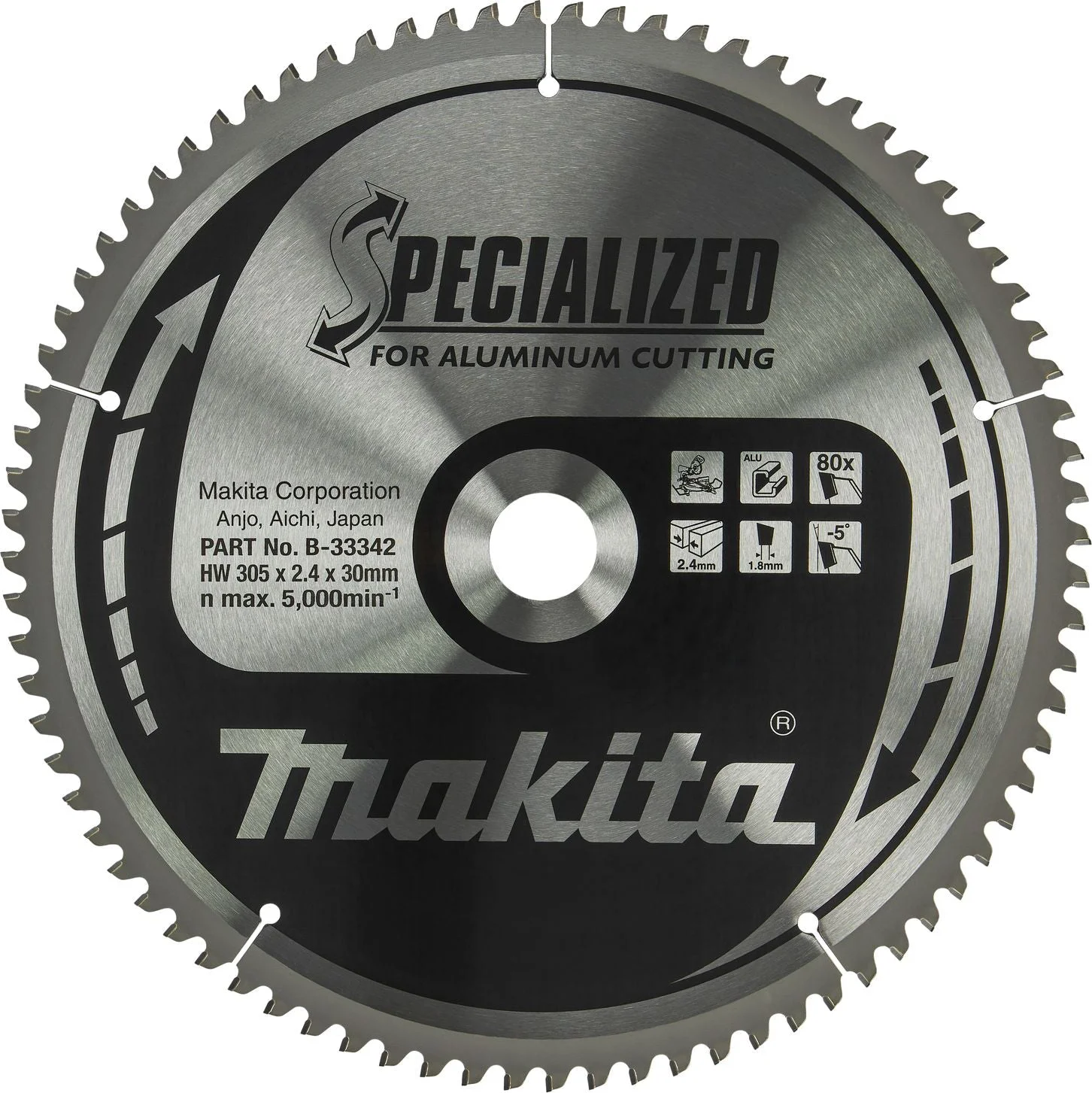 Makita Cirkelzaagblad voor Aluminium | Specialized: Aluminium | Ø 305mm Asgat 30mm 80T - B-33342