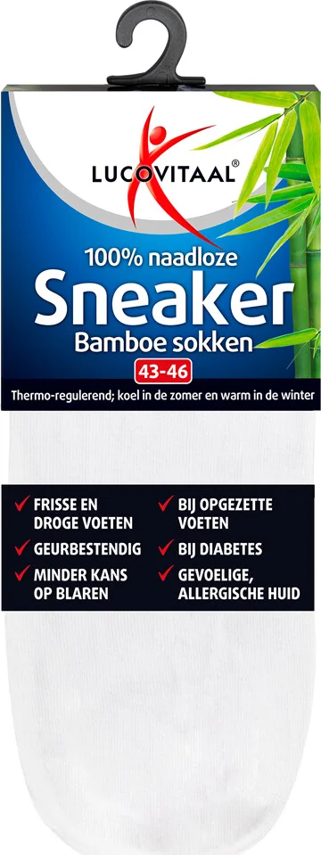 12x Lucovitaal Bamboe Sneakersok Wit maat 39-42 1 paar