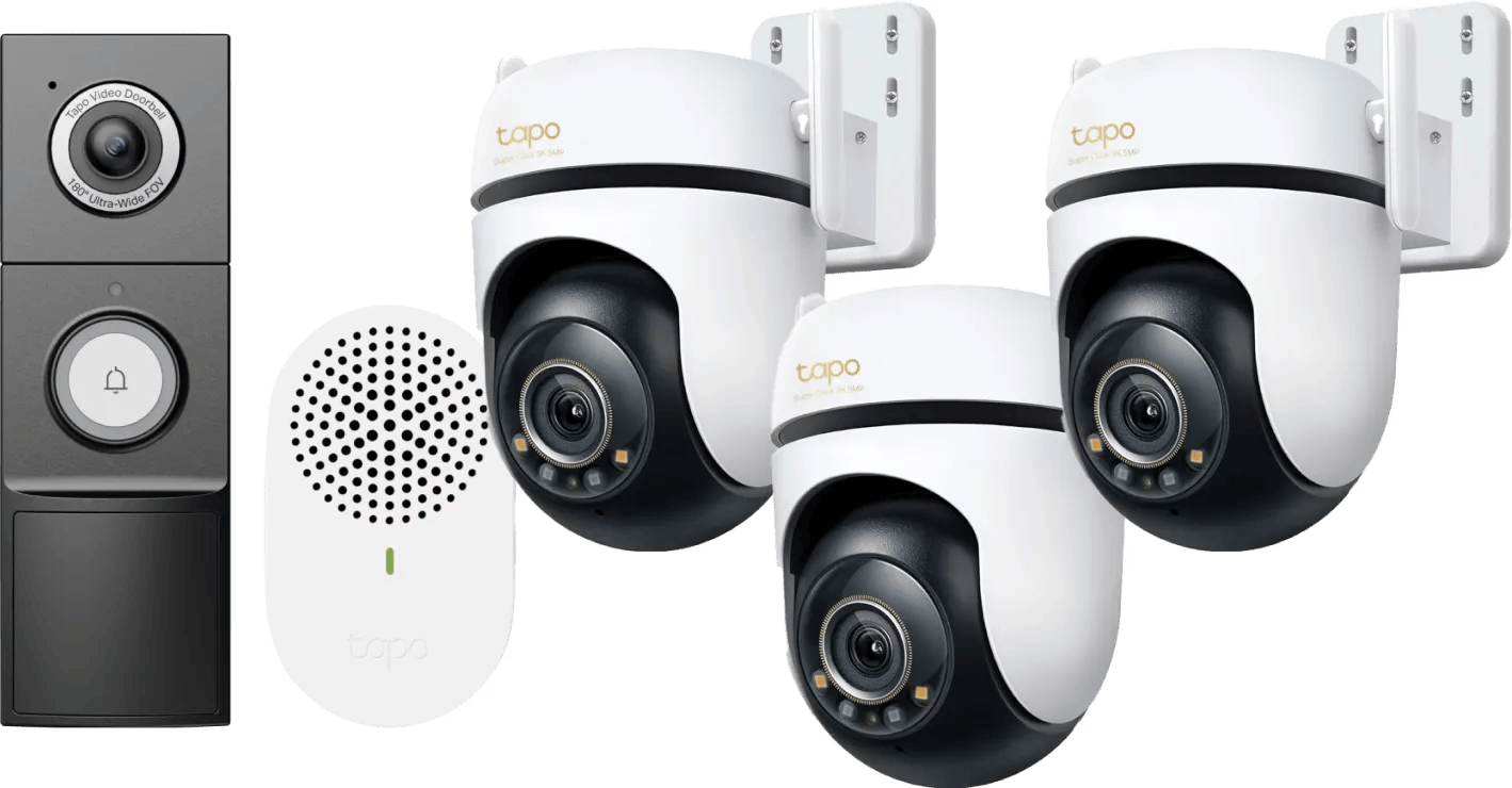 TP-Link Tapo C530WS 3-Pack + D235 Smart Battery & Wired Doorbell